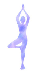 ヨガのポーズをしている女性のシルエット
