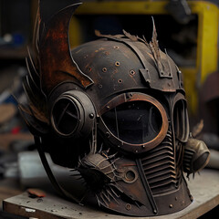 An old iron helmet that evokes fear. Bandit helmet.