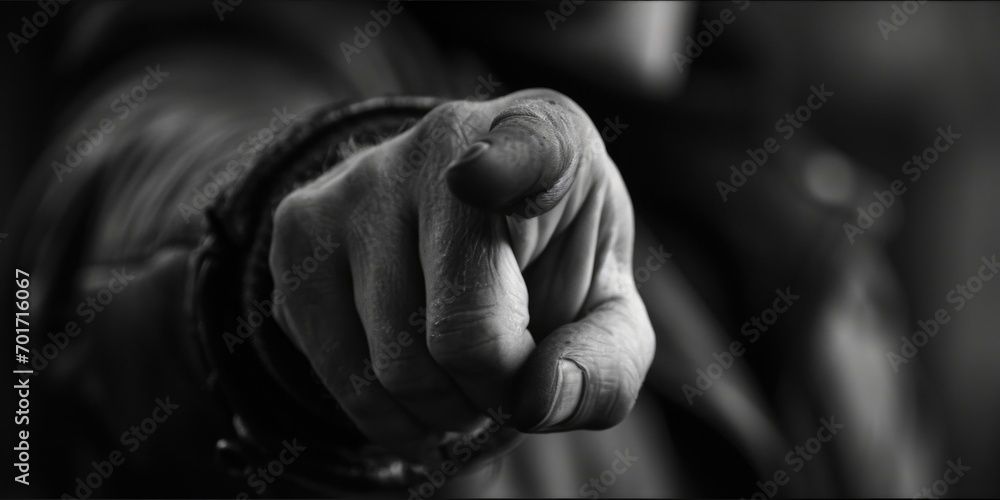 Aufkleber a close up of a person's hand pointing directly at the camera. this image can be used to convey a se