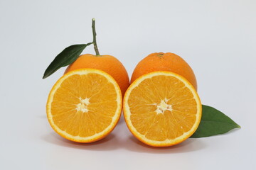 isolated navel oranges on white background