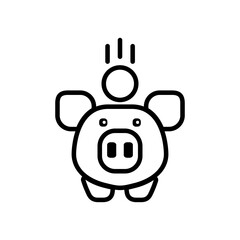 piggy bank icon with coin symbol, made in line style.