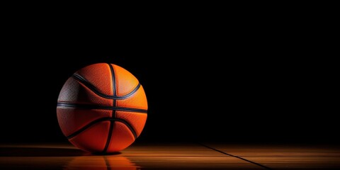 Basket basketball on black background 