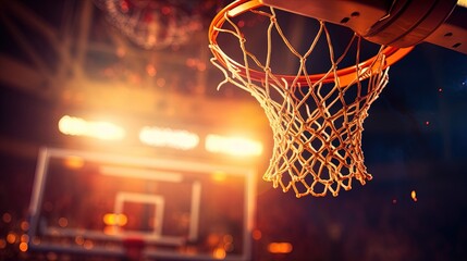 Basketball players score point in basket - obrazy, fototapety, plakaty