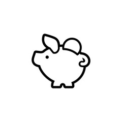piggy bank icon with coin symbol, made in line style.