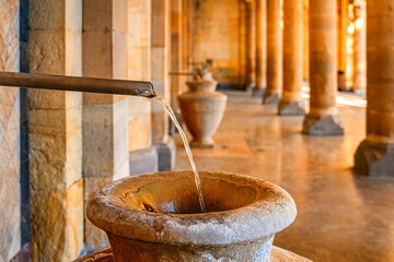 Hot water taps in mineral water gallery in Jermuk, Armenia
