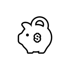 piggy bank icon with coin dollar symbol, made in linear style.