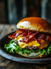 Amazing Bacon Cheeseburger  - obrazy, fototapety, plakaty