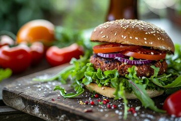 Veggie Burger with Fresh Toppings
