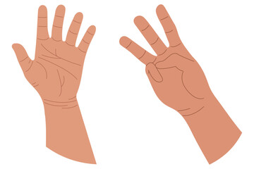 Illustration of a human hand gesturing. Vector flat simple hand silhouette illustration.
