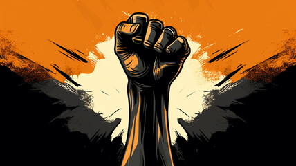 Fist in the air, black awareness day - obrazy, fototapety, plakaty