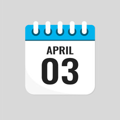 Icon page calendar day - 3 April
