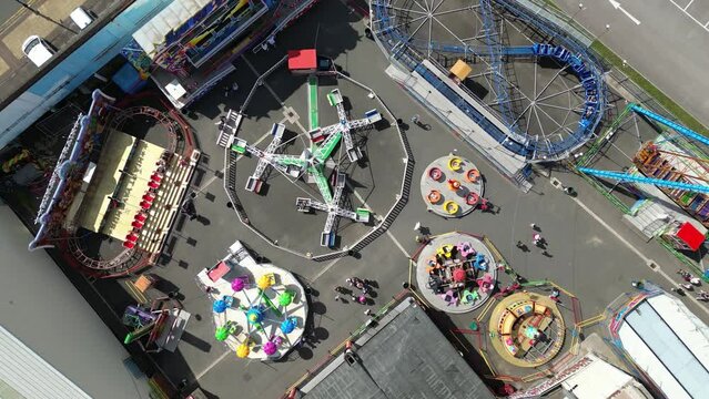 Top-down aerial view of an amusement park