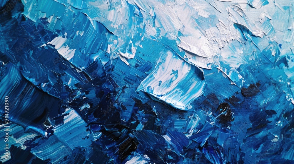 Aufkleber a close up view of a painting featuring blue and white paint. this versatile image can be used in va