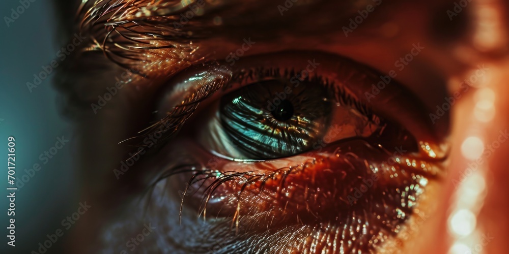 Poster a close-up view of a person's eye. this image can be used for various purposes