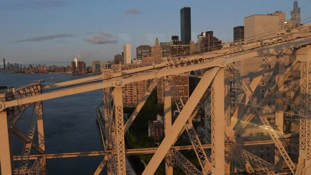 View from the aerial tramway between Roosevelt Island and Manhattan, New York