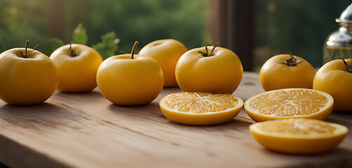 oranges on a wooden table