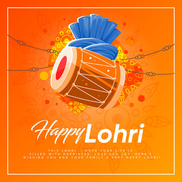Happy Lohri social media post template, Lohri Night