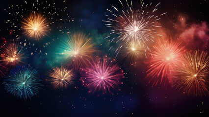 Fototapeta na wymiar Celebration Cascade: Holiday Fireworks Display