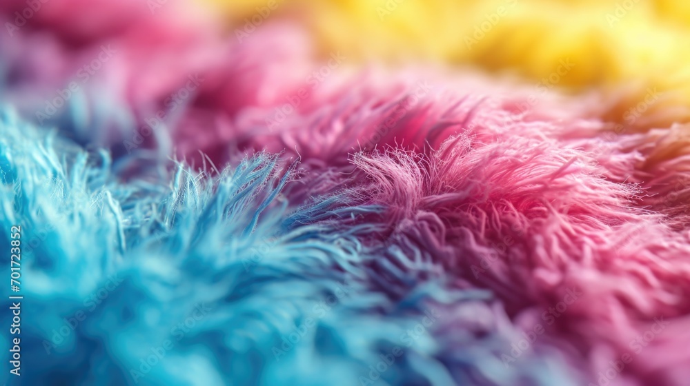 Aufkleber A close up view of a colorful fuzzy blanket. Perfect for adding warmth and comfort to any space