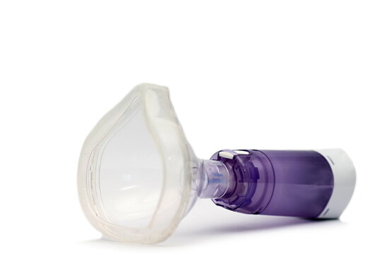 asthma spray inhaler for people with breathing problems with people stock image stock photo