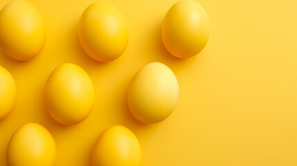 Yellow Easter eggs on a simple yellow background