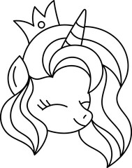 Unicorn Head Outline Coloring