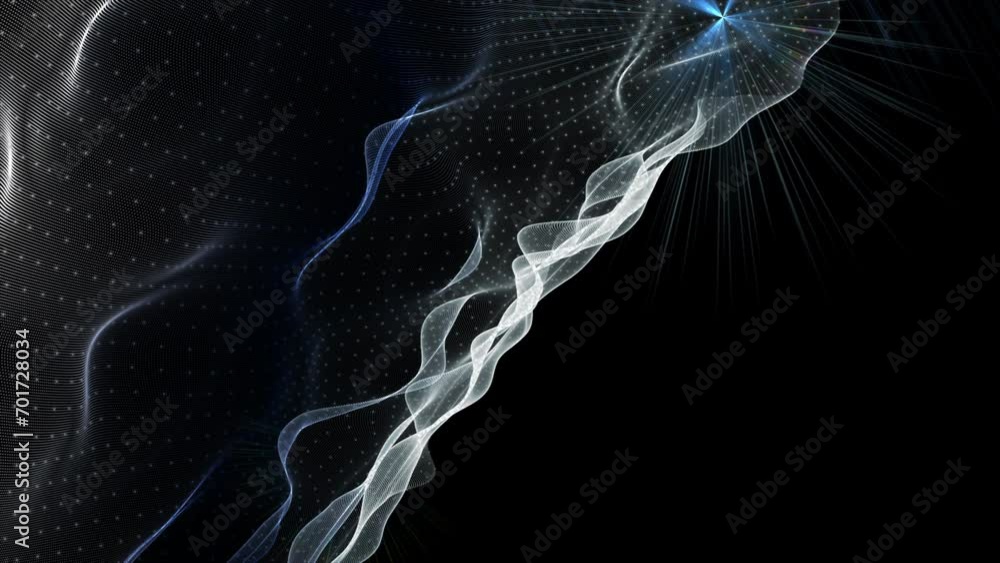 Aufkleber futuristic video animation with wave object and glowing light in slow motion, 4096x2304 loop 4k