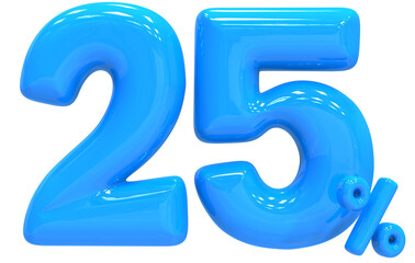 25 Balloon Blue Number Discount 3D Render