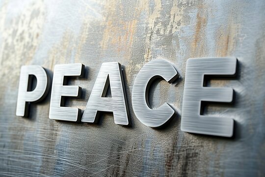 the word Peace embossed on a metal background