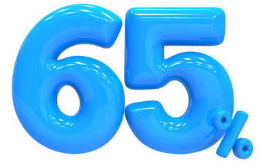 65 Balloon Blue Number Discount 3D Render