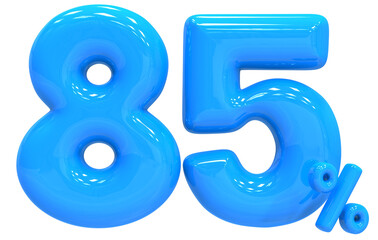 85 Balloon Blue Number Discount 3D Render
