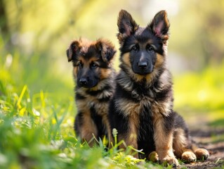 cute german shepherd puppies. dog concept, pets, breed, postcards
