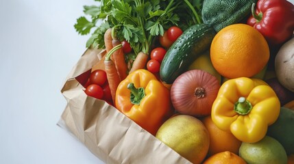 fresh vegetables and fruits in a bag