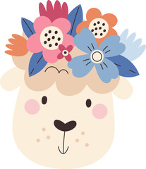 Sheep Head With Floral Wreath