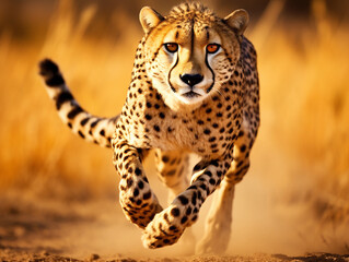 A cheetah dash through the African savanna with elegance, grace, and unparalleled speed.