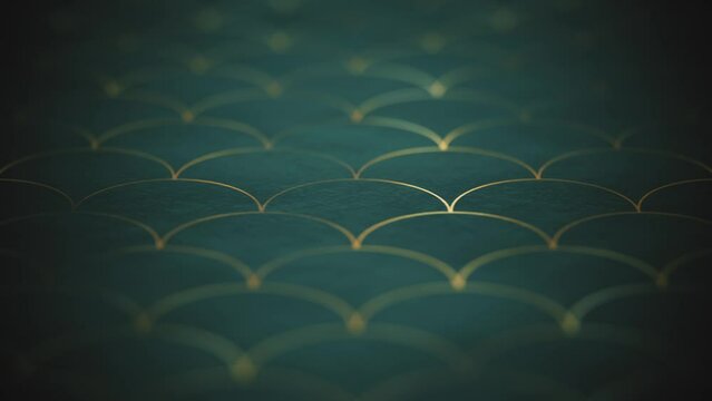 Design Gold Art Deco 3d Background Animation/ 4k animation of an abstract art deco design with ornamental patterns shifting and depth of field blur