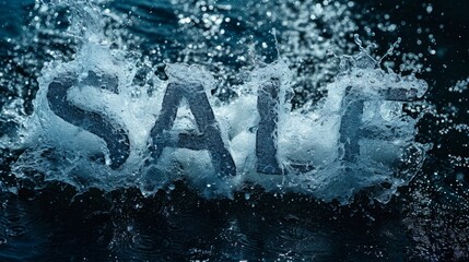 The word Sale made of water splash. Eye catchy advertising. Pure season of sales and discounts. Premium Deals - obrazy, fototapety, plakaty