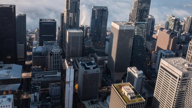 Aerial Hyperlapse of Seattle Skyscrapers