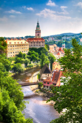 Beautiful Cesky Krumlov in the Czech Republic, with the Vltava River and the Castle Dominating the City