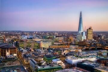 Evening Picture of the Thames Separating City of London and Tower Hamlets from Southwark, with...