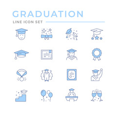 Set color line icons of graduation