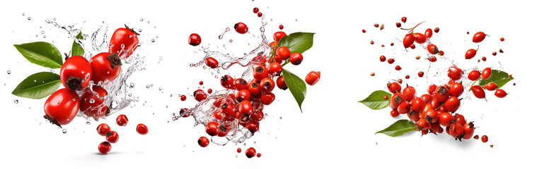 red Guarana falling in water splash on isolate transparency background, PNG - obrazy, fototapety, plakaty