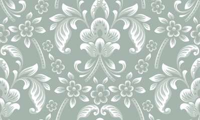 Damask seamless pattern element. Vector floral damask ornament vintage illustration.