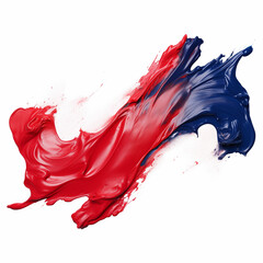 Red and Navy Blue color paint stroke on a white background , Generative AI	