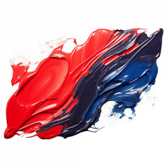Red and Navy Blue color paint stroke on a white background , Generative AI	