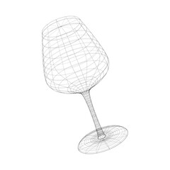 Wireframe wine glass on white background isolated icon. Vector illustration.