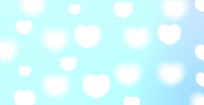 Valentines Background With Blue Hearts Bokeh Light. Wedding Backdrop. Vector