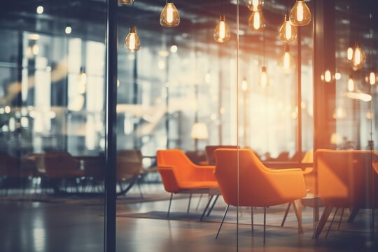 Dynamic Workspace: Abstract Blurred Background of Coworking Company's Empty Space