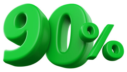 90 percentage discount number green 3d render