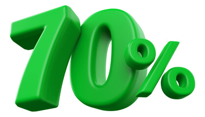 70 percentage discount number green 3d render